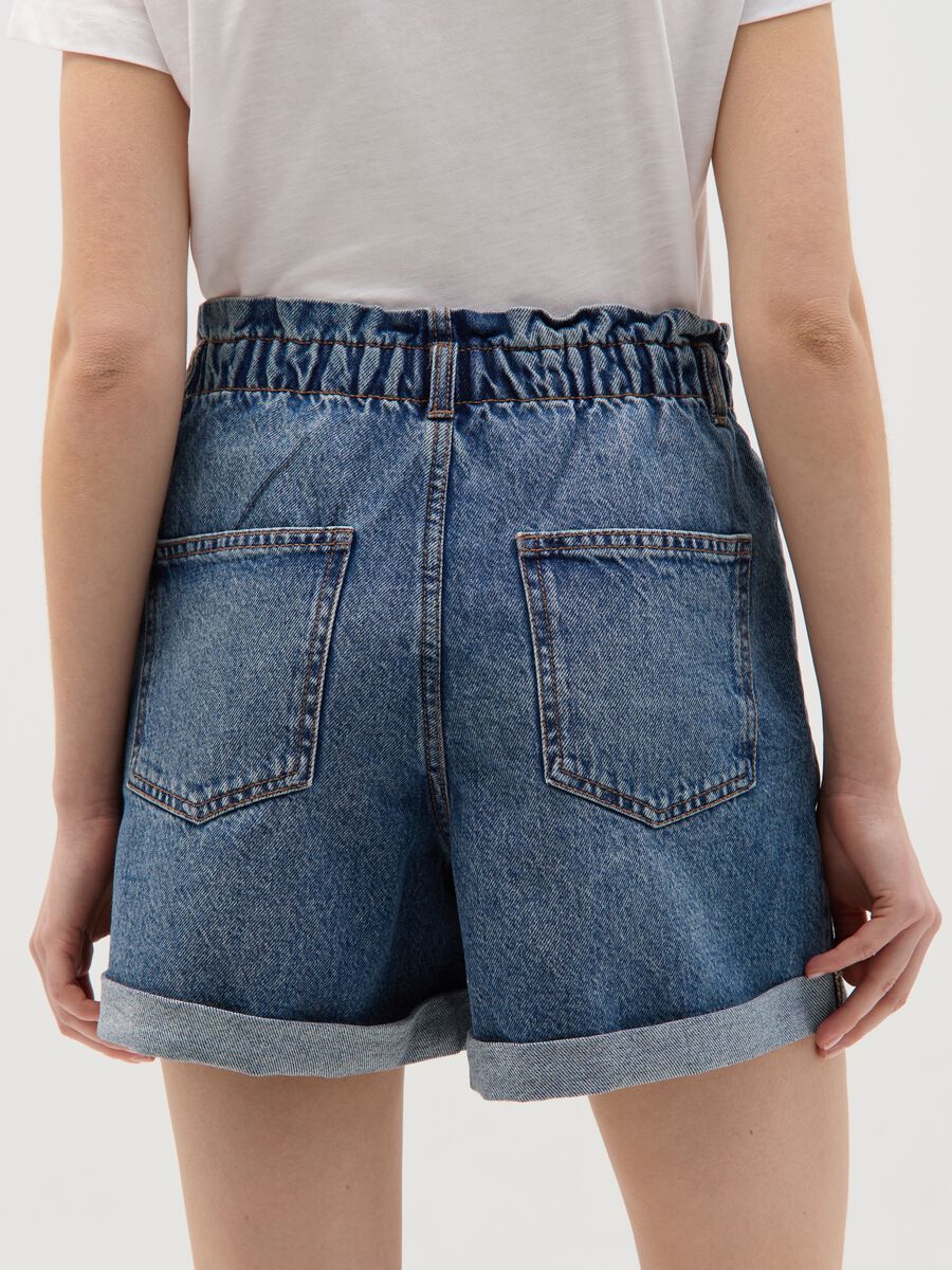 Denim paper bag shorts_2