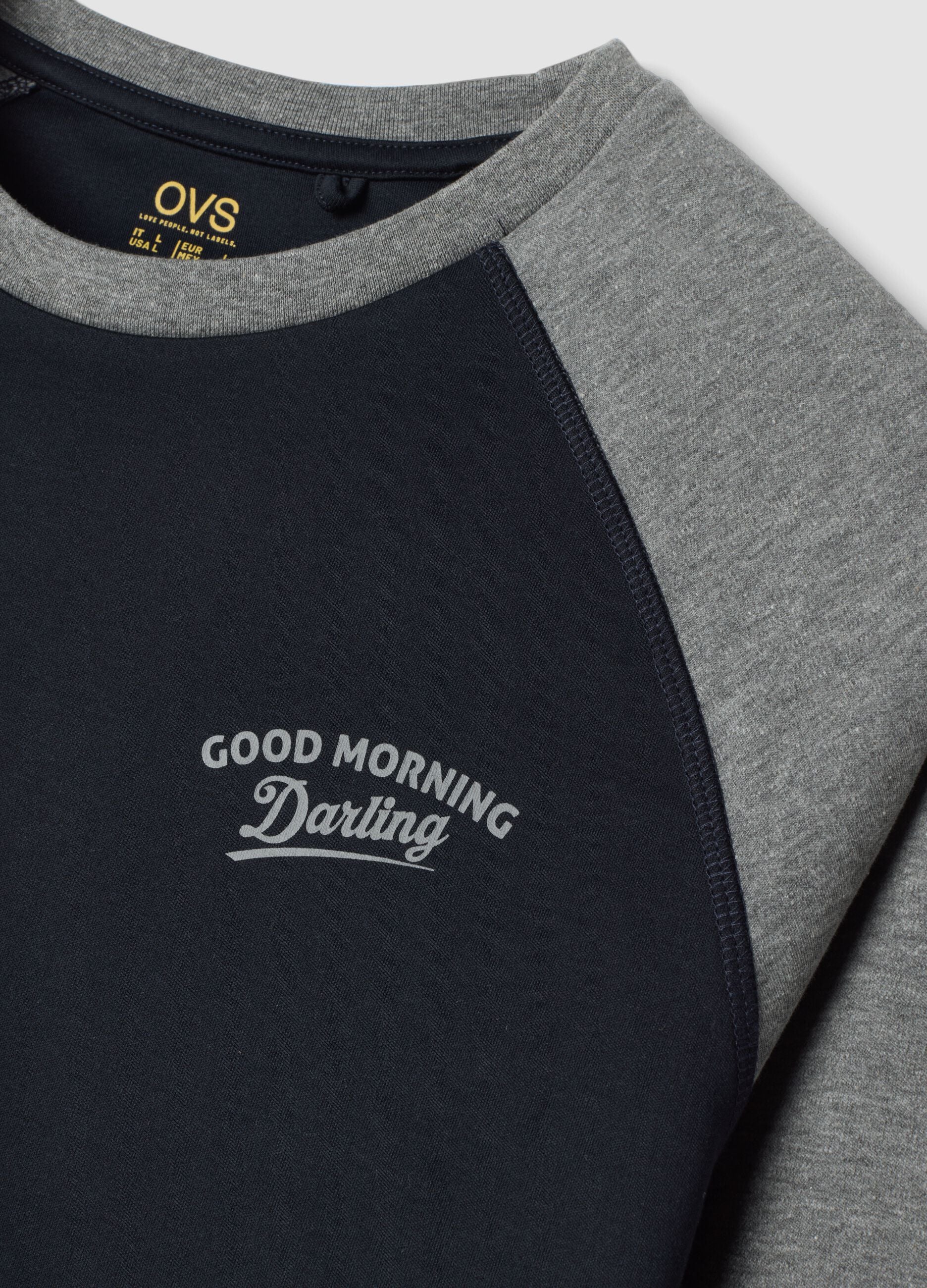 Blue pure organic cotton crew-neck pyjamas