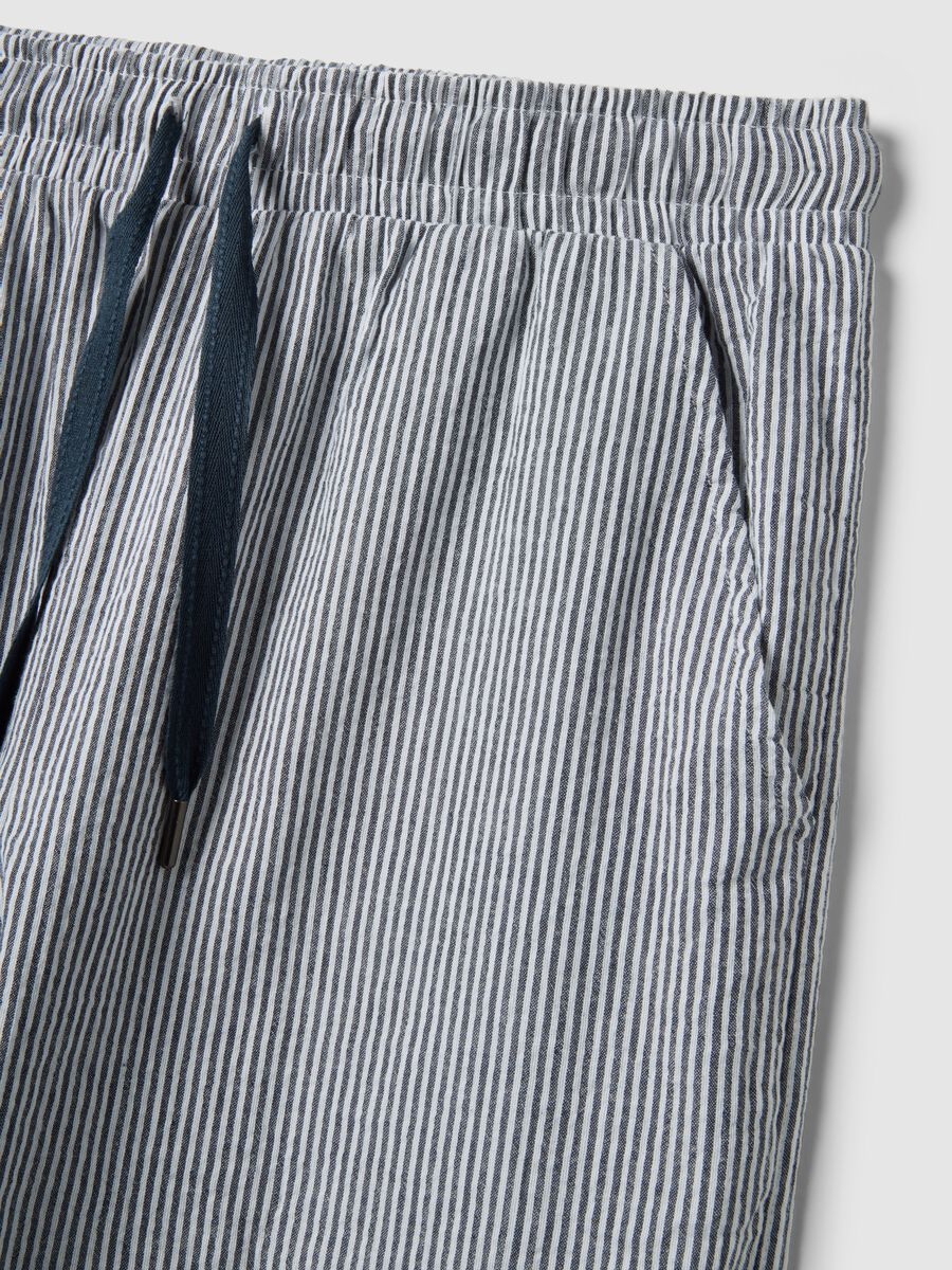 Regular fit multicolour striped pure cotton pyjama shorts_5