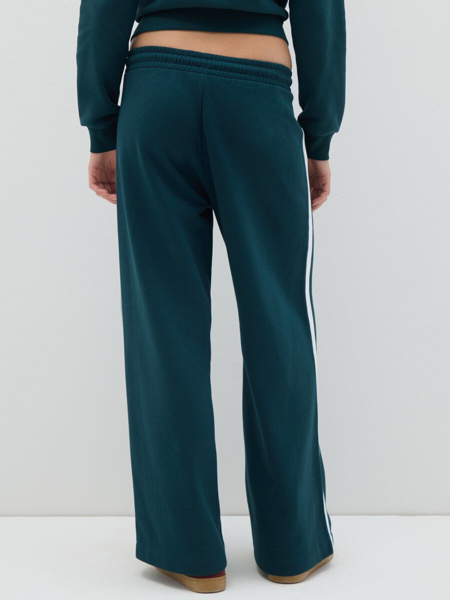 Wide leg red cotton-blend trousers_3
