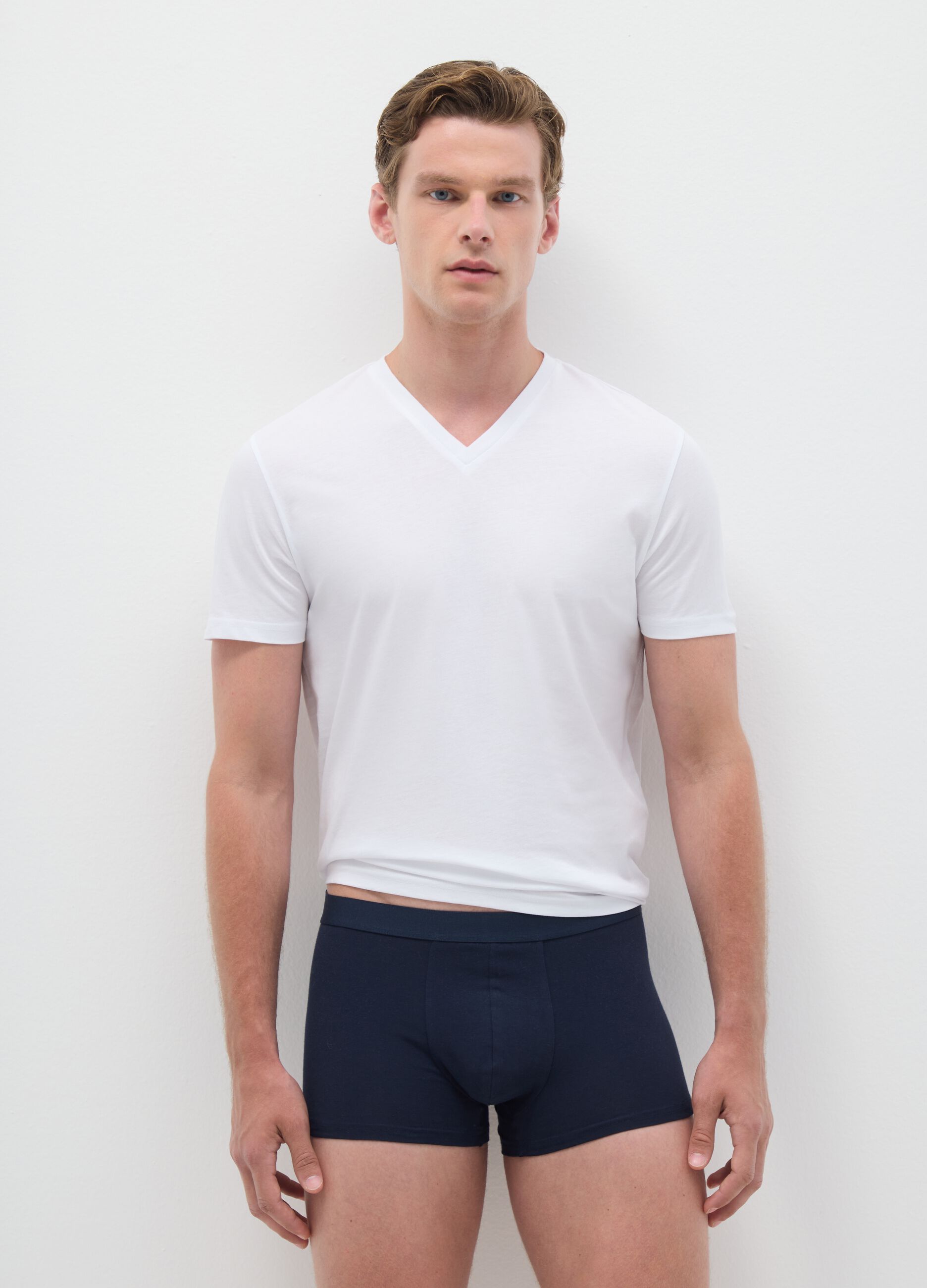 Set of three-pack cotton stretch blue regular fit boxers