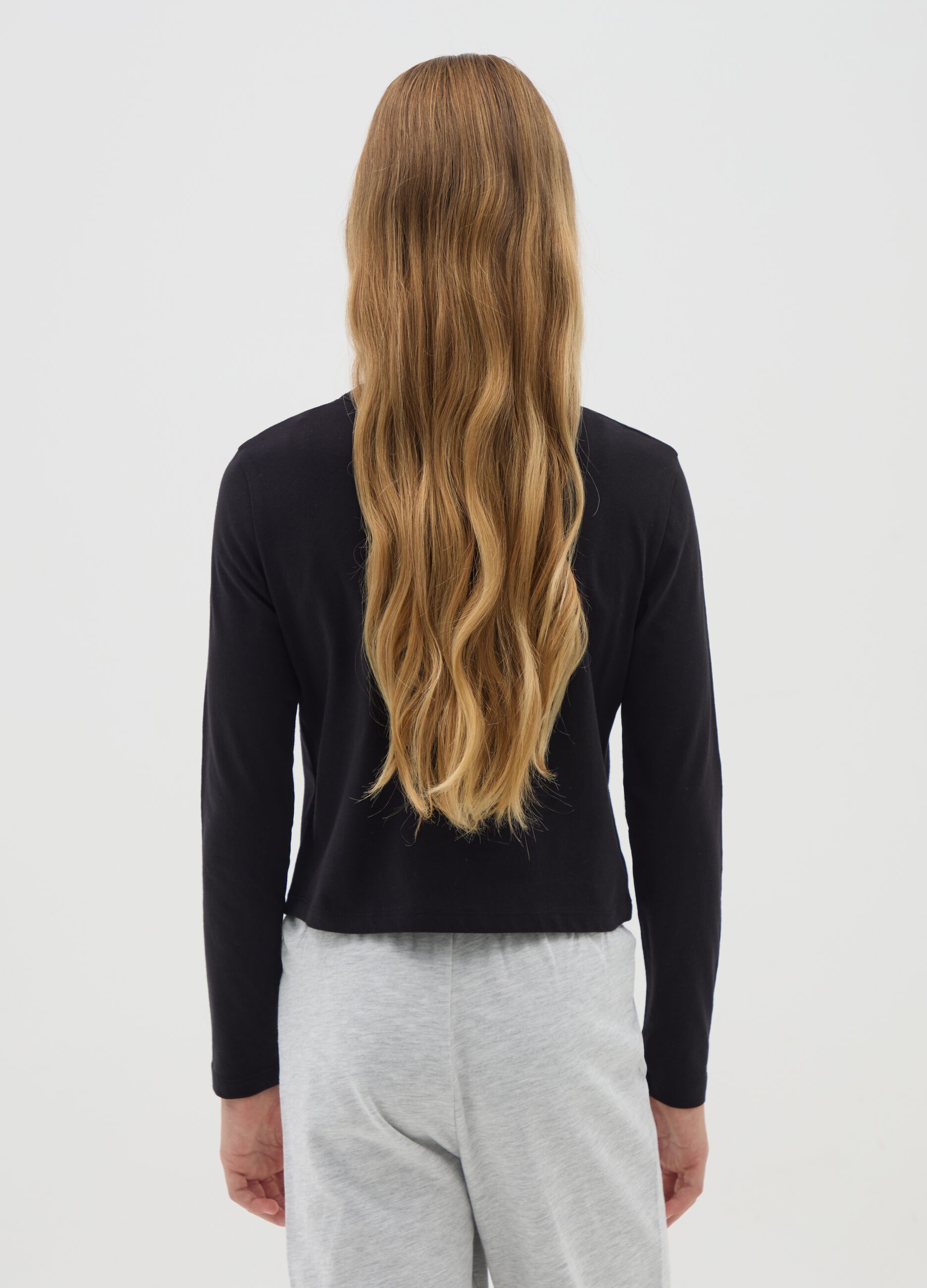Girls' pure cotton black regular fit sweater