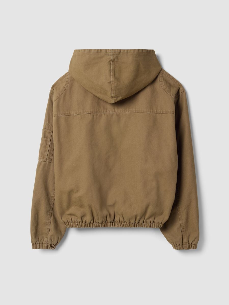 Giacca beige con cappuccio in puro cotone over fit_5