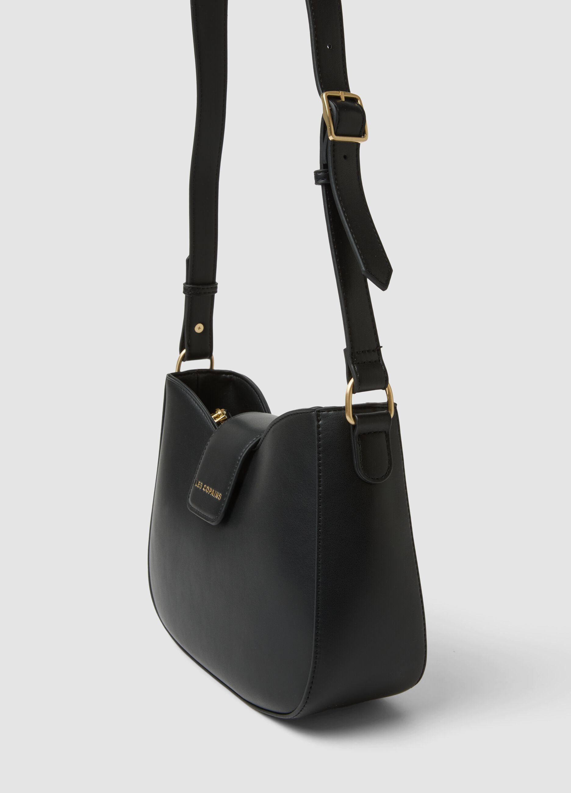 Black shoulder bag with adjustable strap