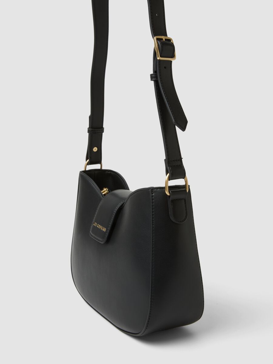 Black shoulder bag with adjustable strap_2