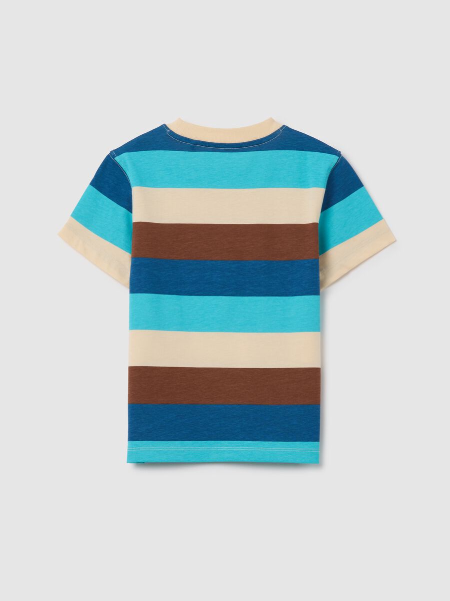 Multicolour striped cotton T-shirt_1
