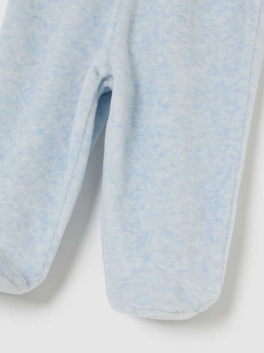 Newborn cotton and velour blend top and trousers set in multicolour_3