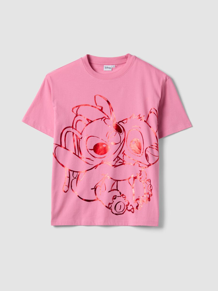 T-shirt in puro cotone rosa regular fit con stampa Stitch_0