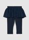 Girls' blue skirted leggings in cotton blend slim fit_1