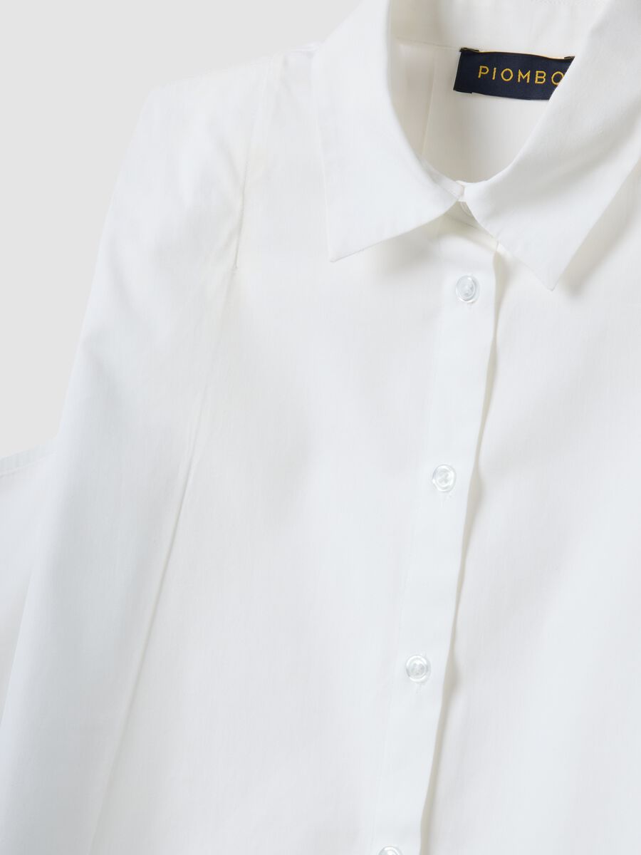 Camicia bianca smanicata in puro cotone regular fit_1