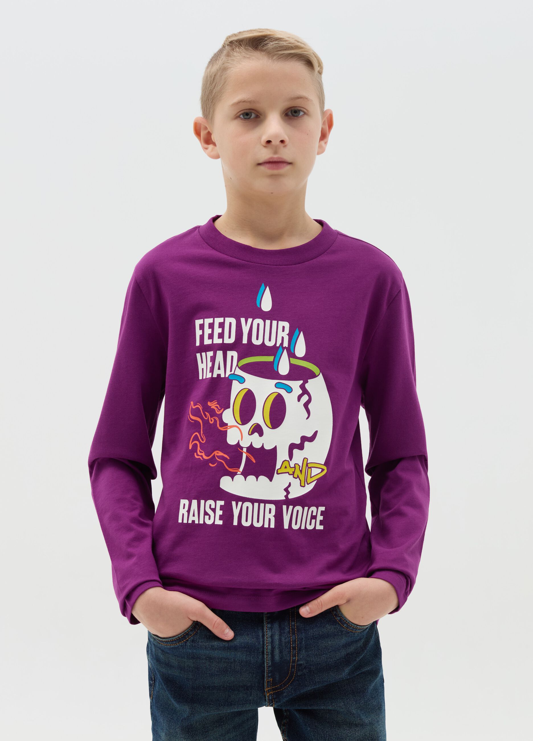 T-shirt a maniche lunghe con stampa