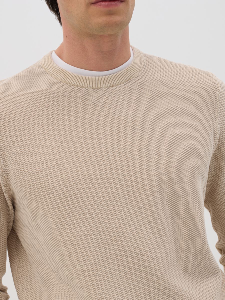 Beige Cotton Crew Neck Jumper_2