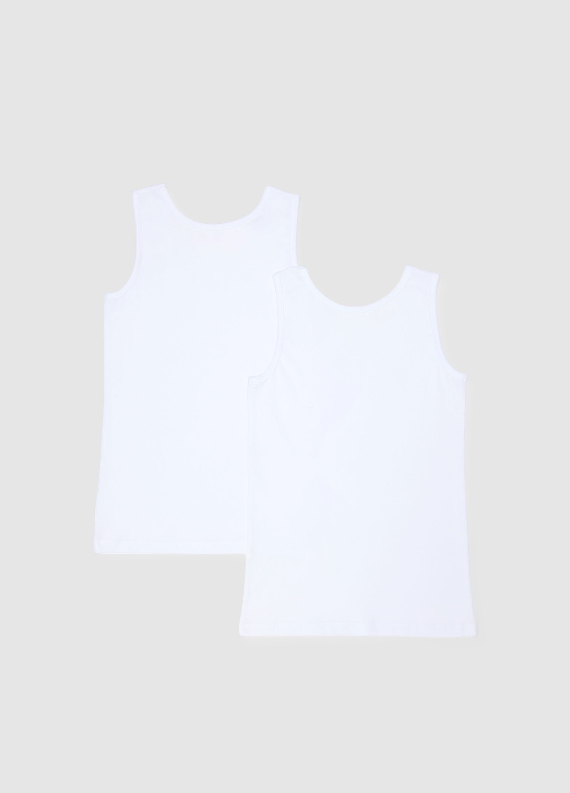 Twin pack of white cotton vests for boys, regular fit