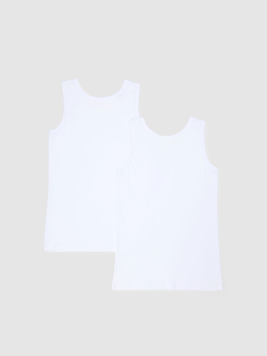 Twin pack of white cotton vests for boys, regular fit_1