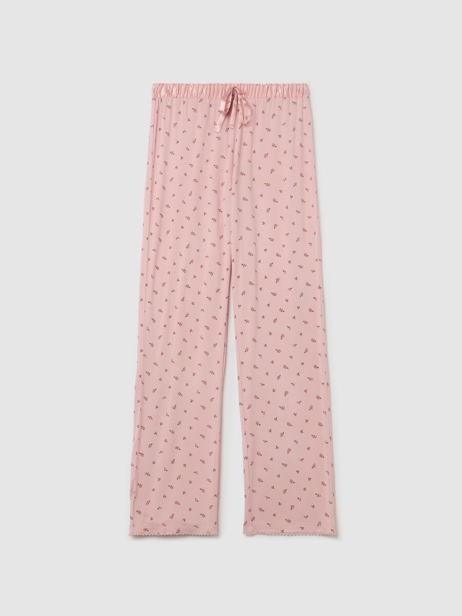Pyjama trousers with small leaves print_4