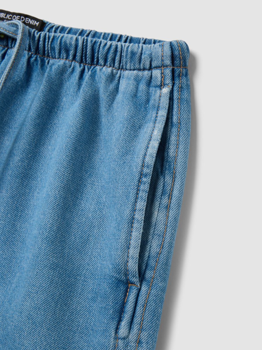 Light blue pure cotton denim shorts_5