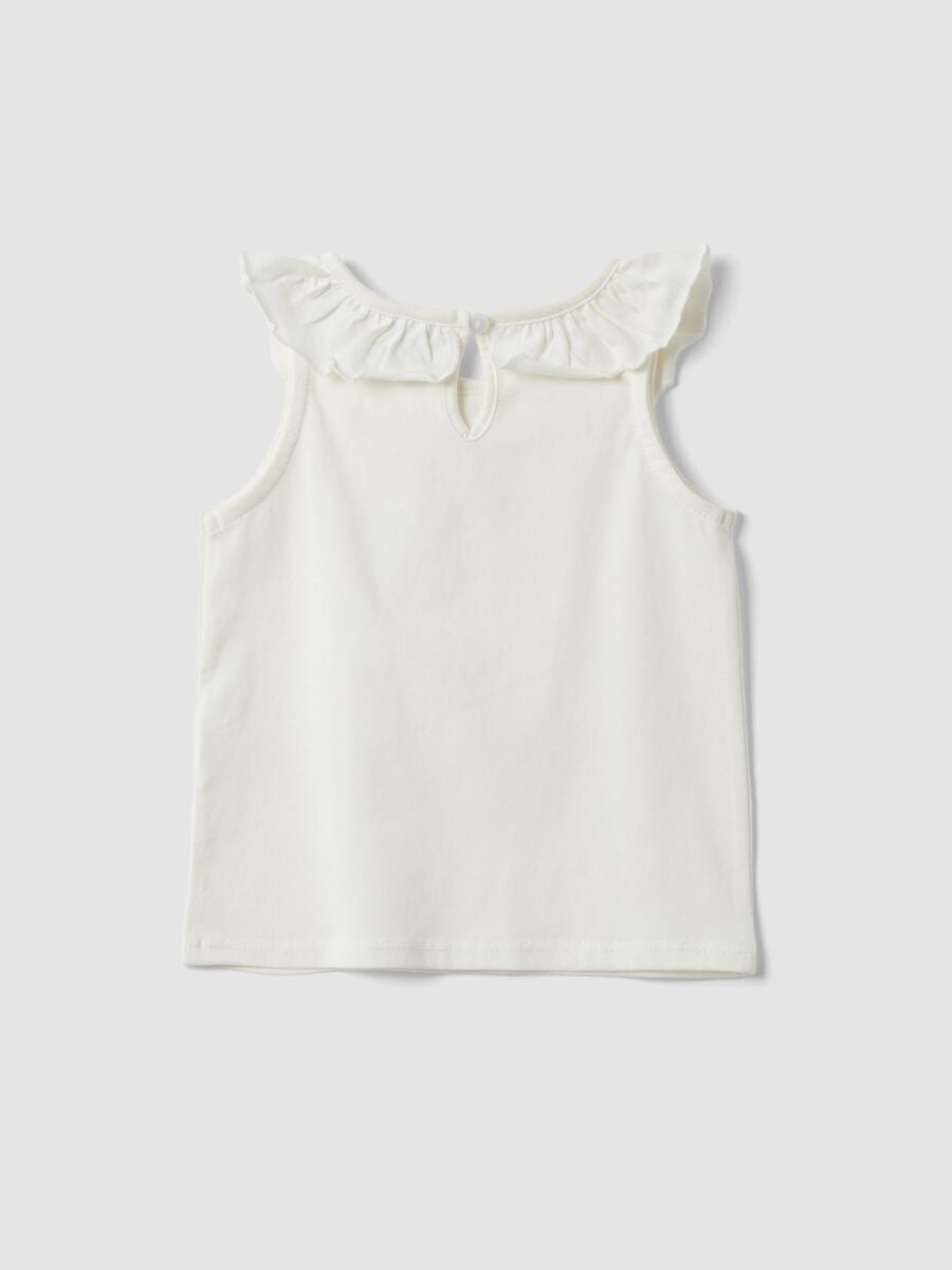 White organic cotton tank top with ruffle trim_1