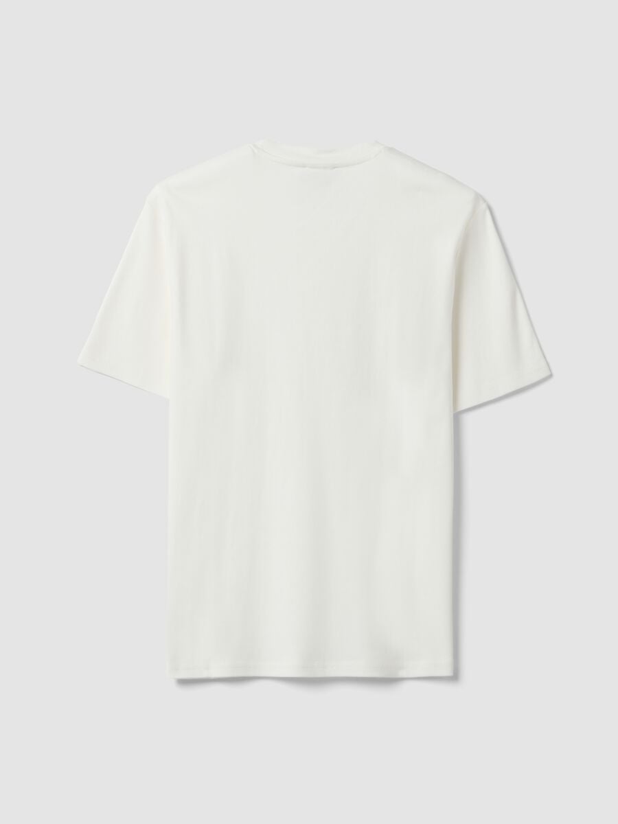 White pure cotton short-sleeve T-shirt, relaxed fit_5
