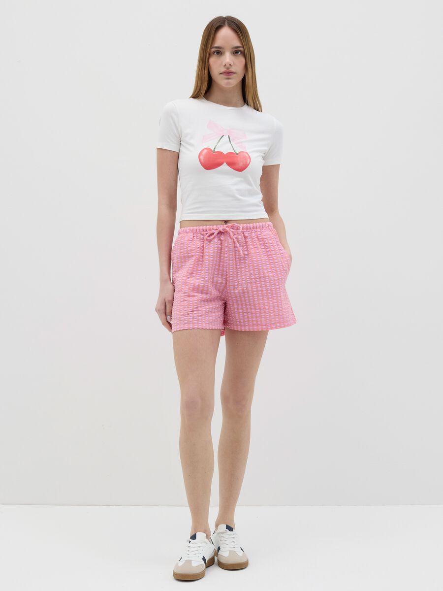 Pink shorts in check cotton_0