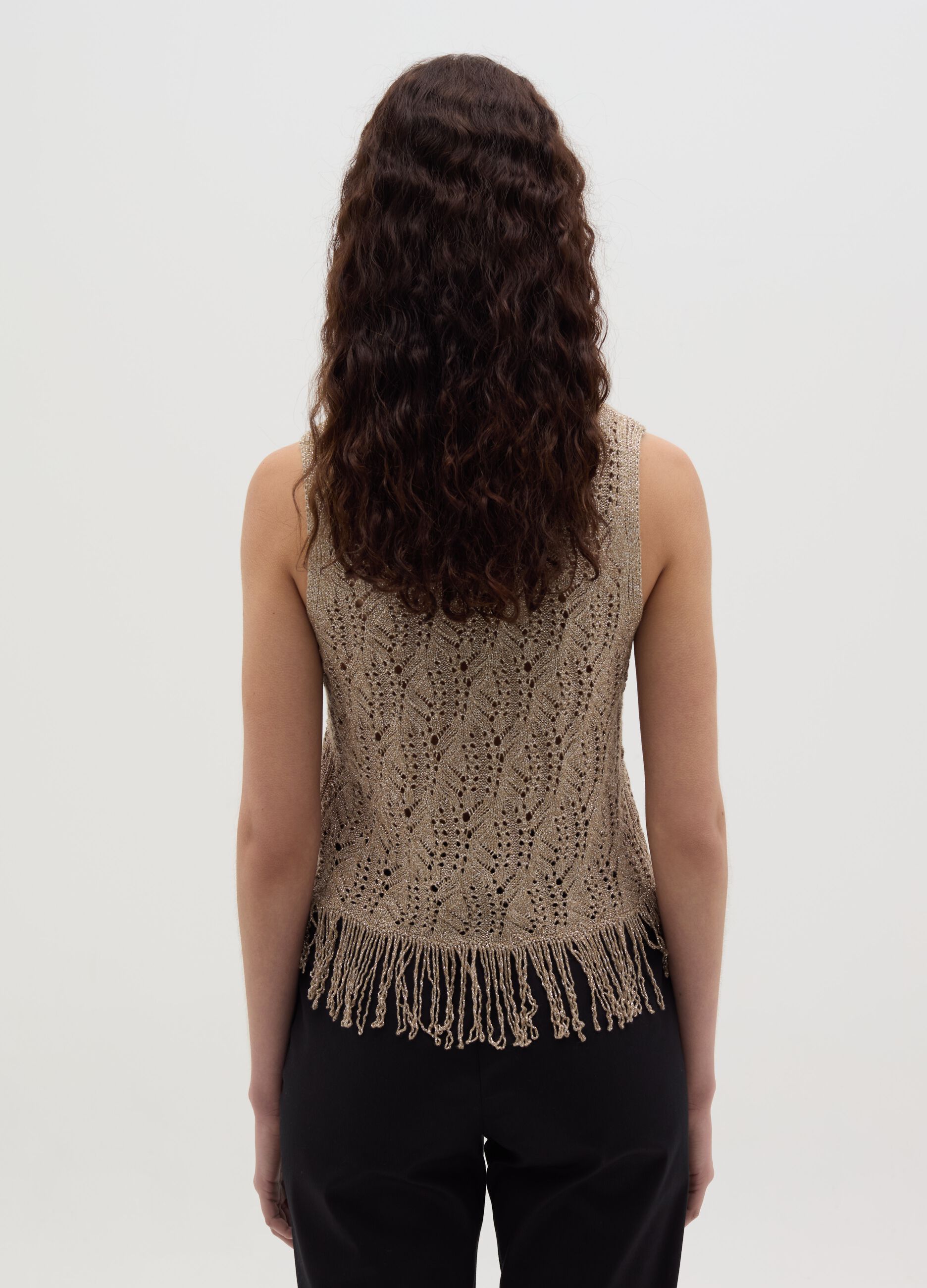 Lurex tank top with fringes