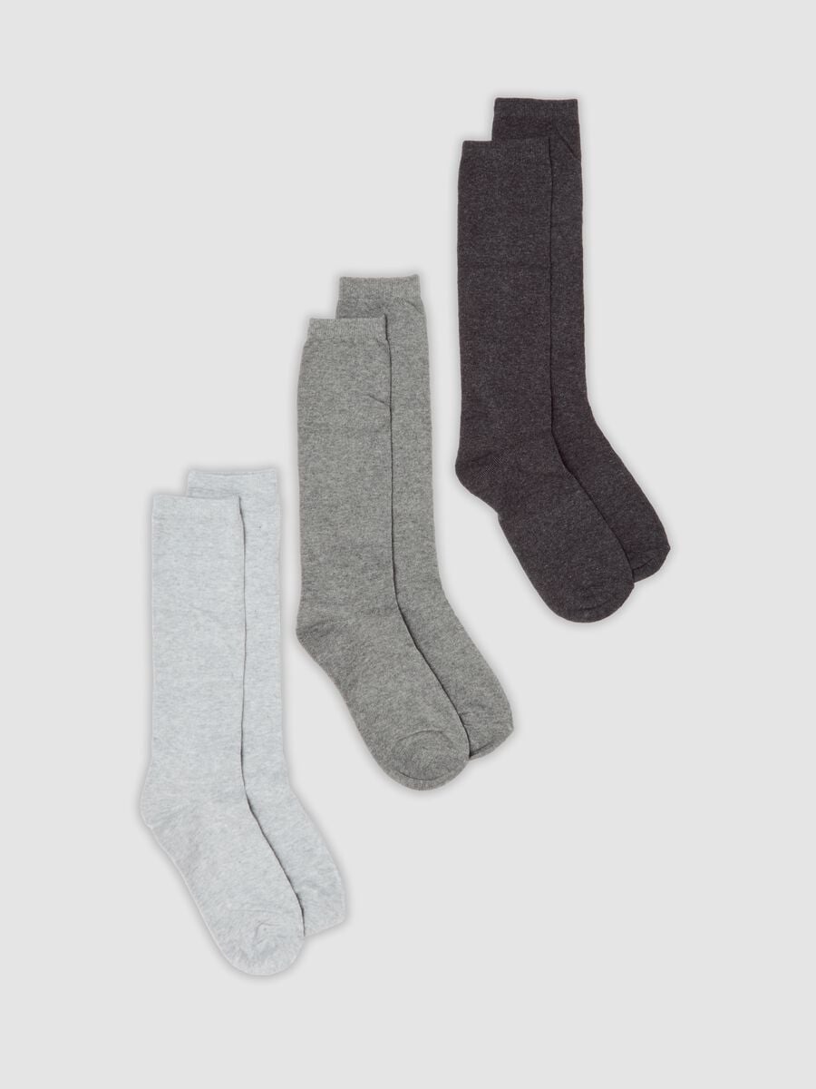 Three-pack of grey socks in organic stretch cotton_0