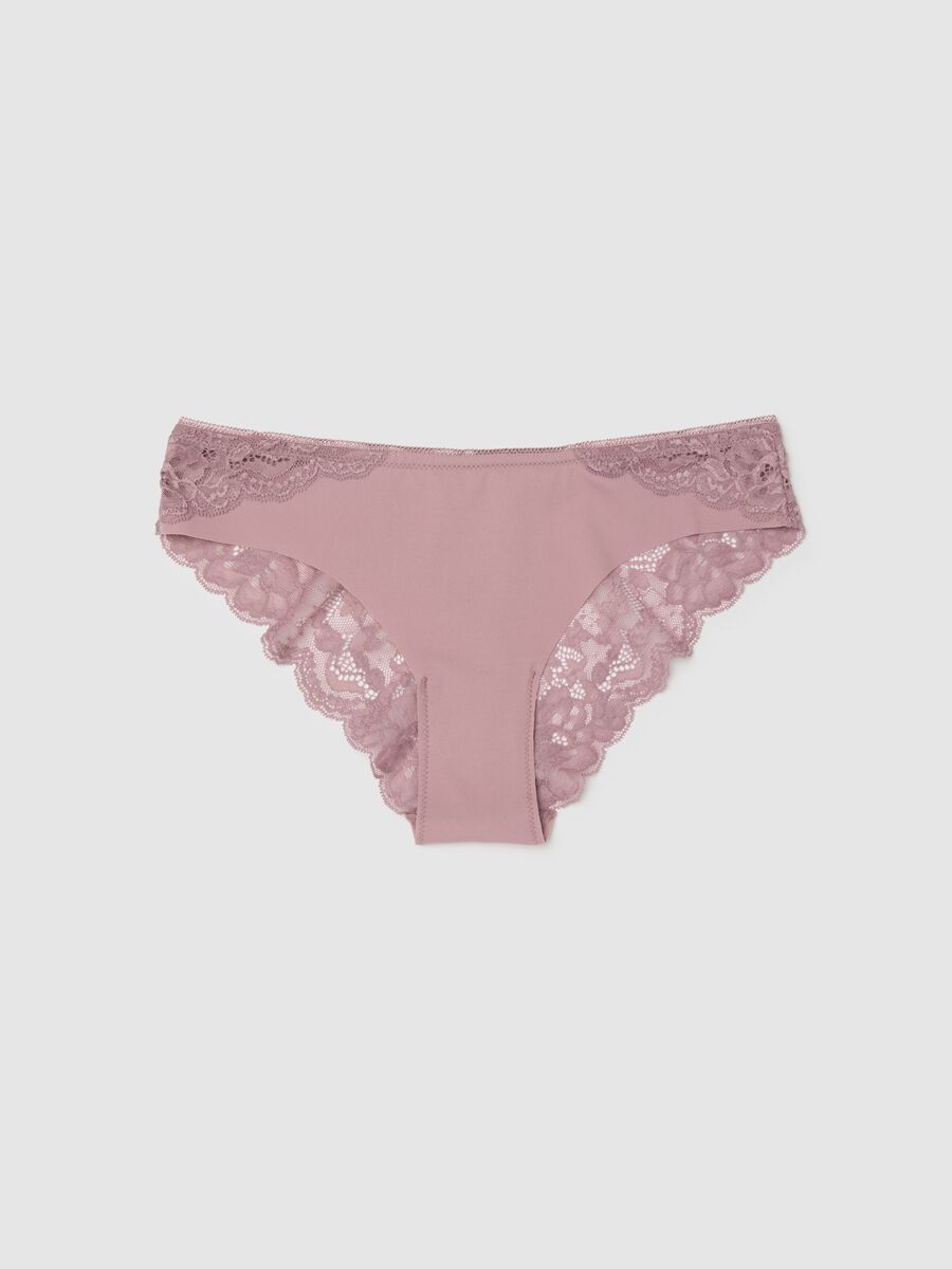 Regular fit pink briefs with lace inserts_4