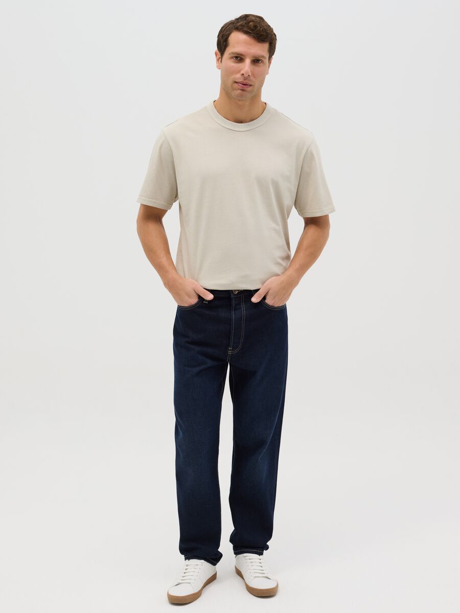 Men's Beige Cotton T-shirt_1