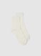 Girls' white cotton blend ankle socks with knit pattern_0