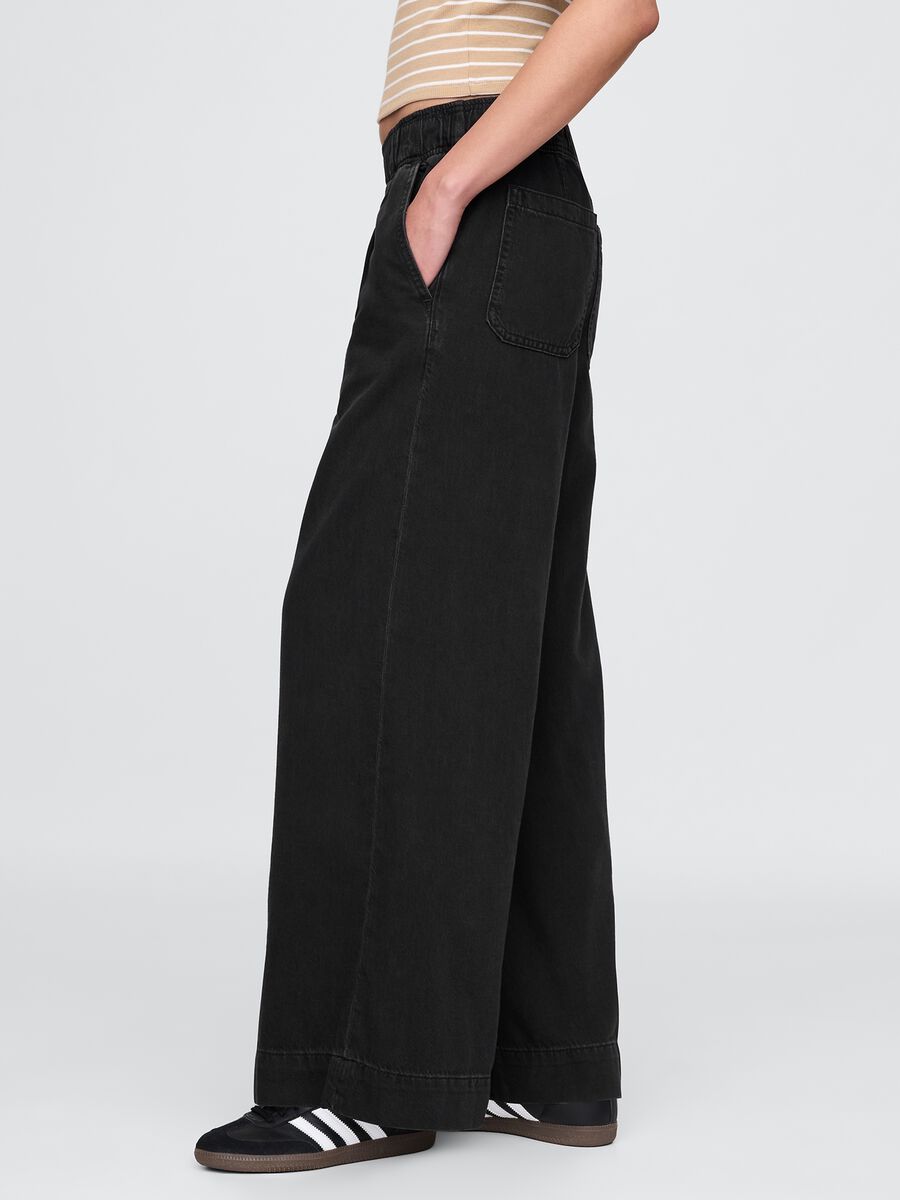 Black Wide Trousers with Pockets_3