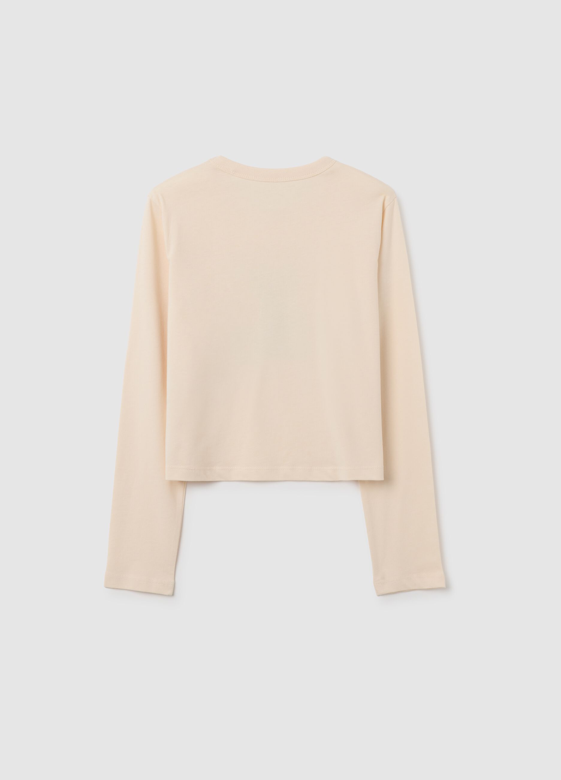 Girl's pure cotton beige T-shirt with print