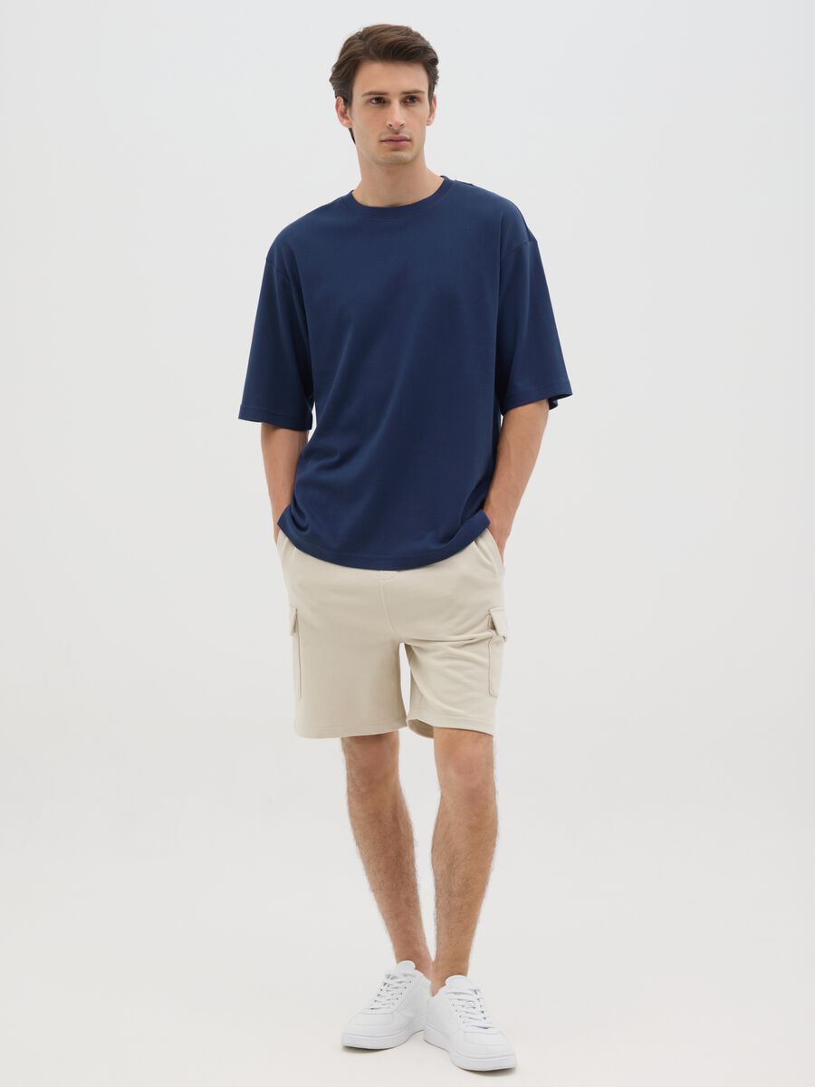 Men's beige cotton blend shorts relaxed fit_0