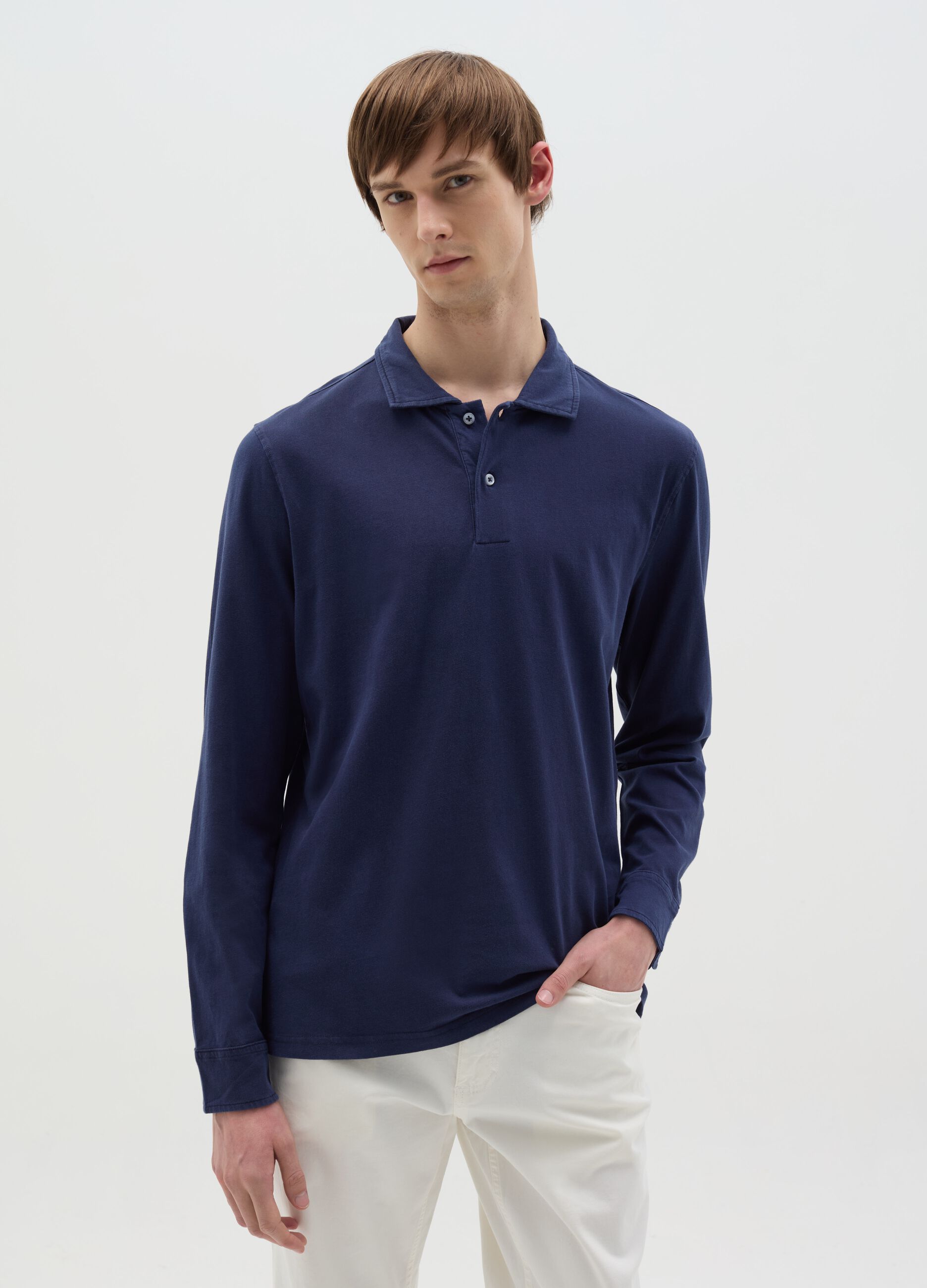 Polo a maniche lunghe in cotone 
