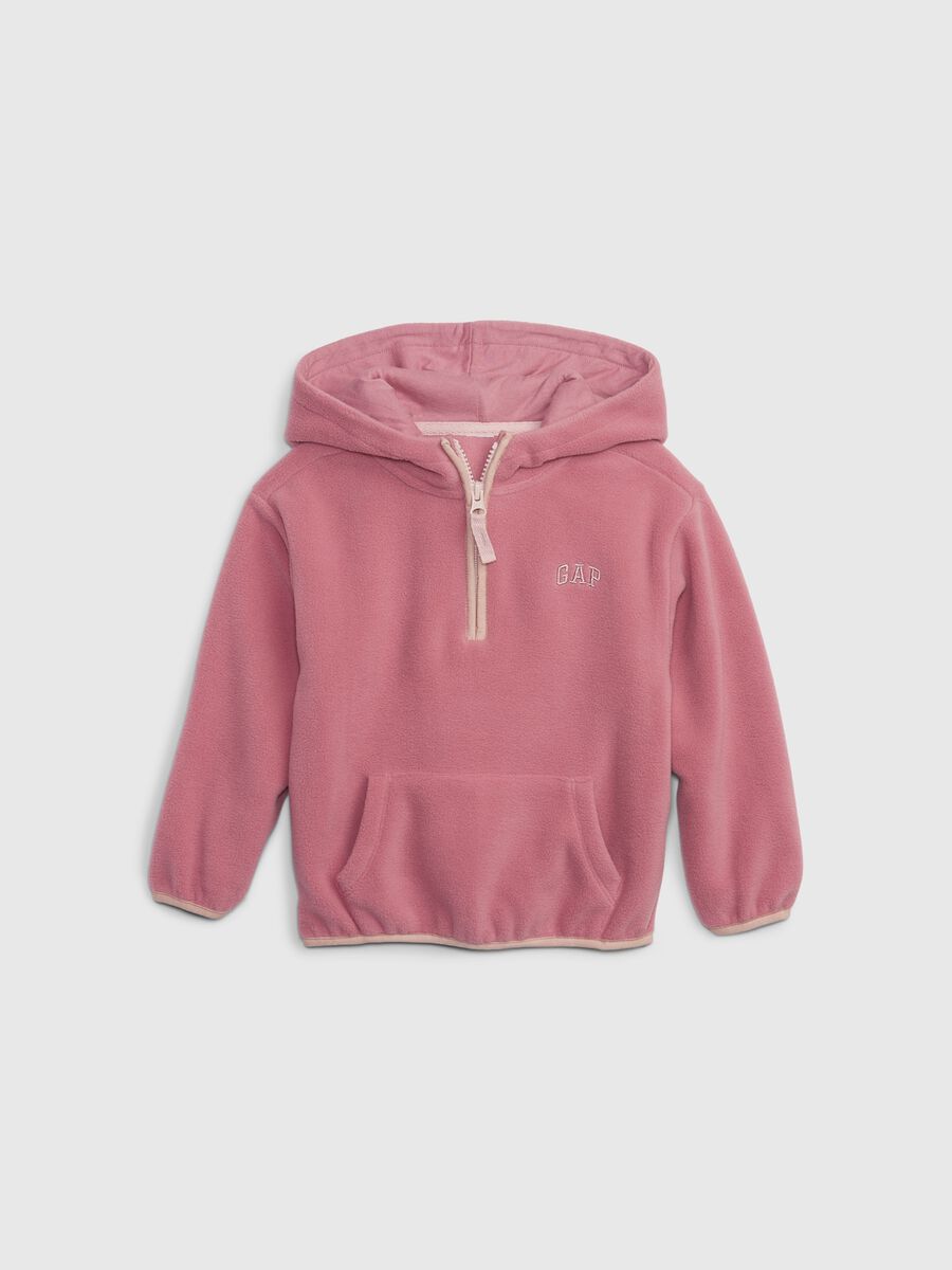 Felpa half-zip in pile con ricamo logo_0