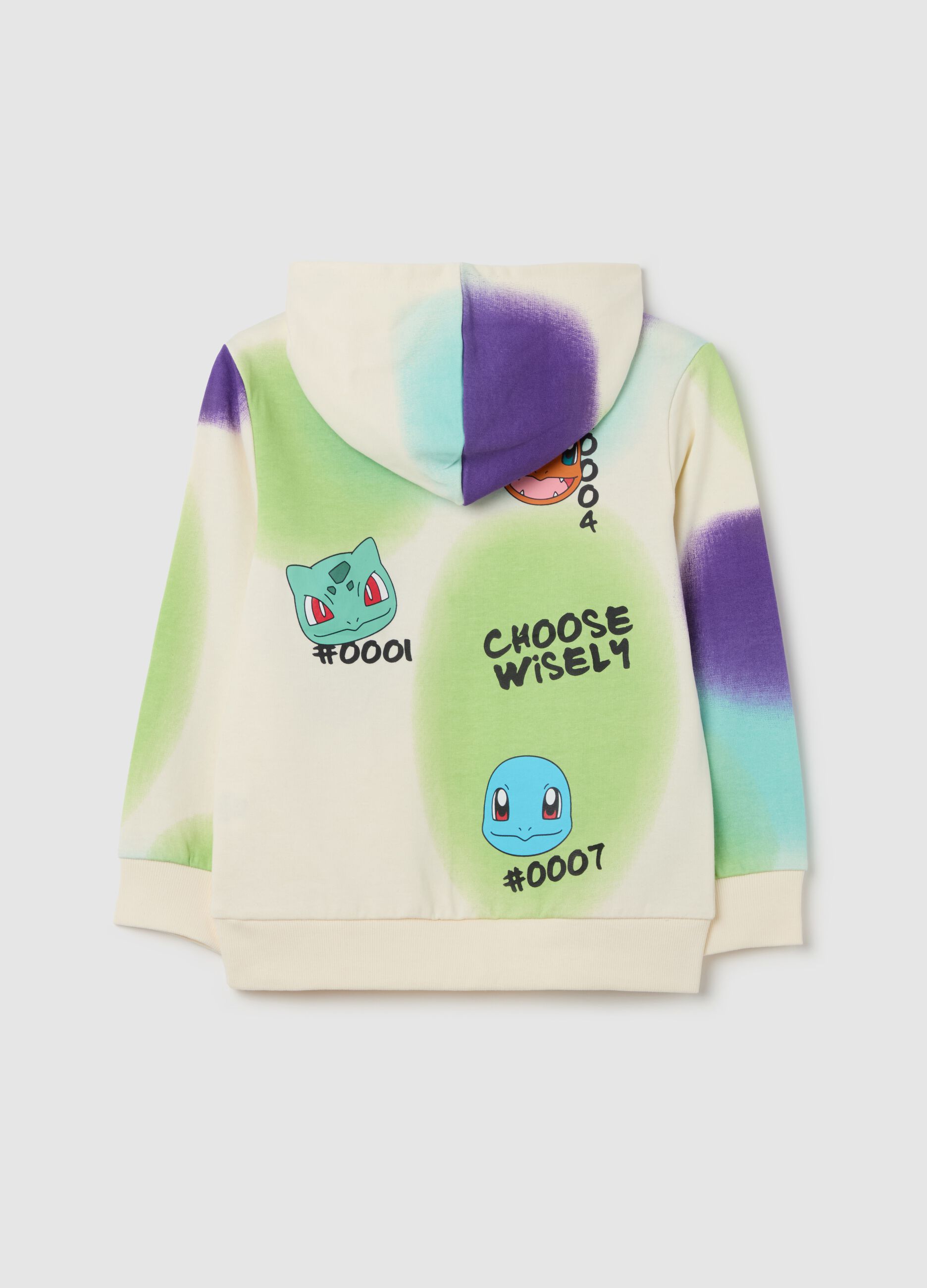 Cotton sweatshirt with hood and Pikachu print