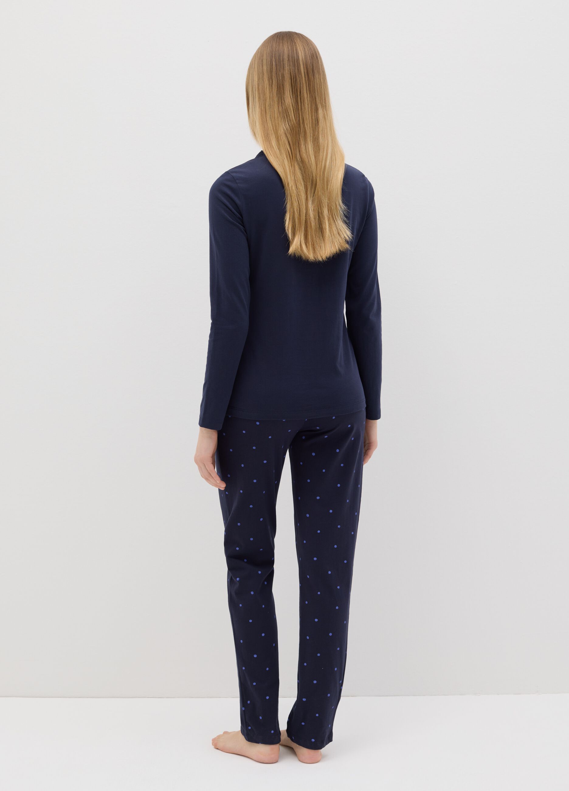 Cotton pyjamas with granddad neckline