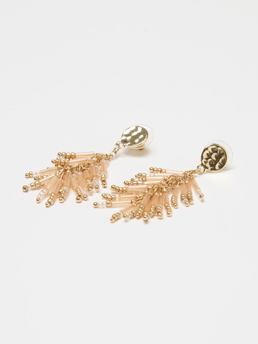 Earrings with fringed pendants with beads_1