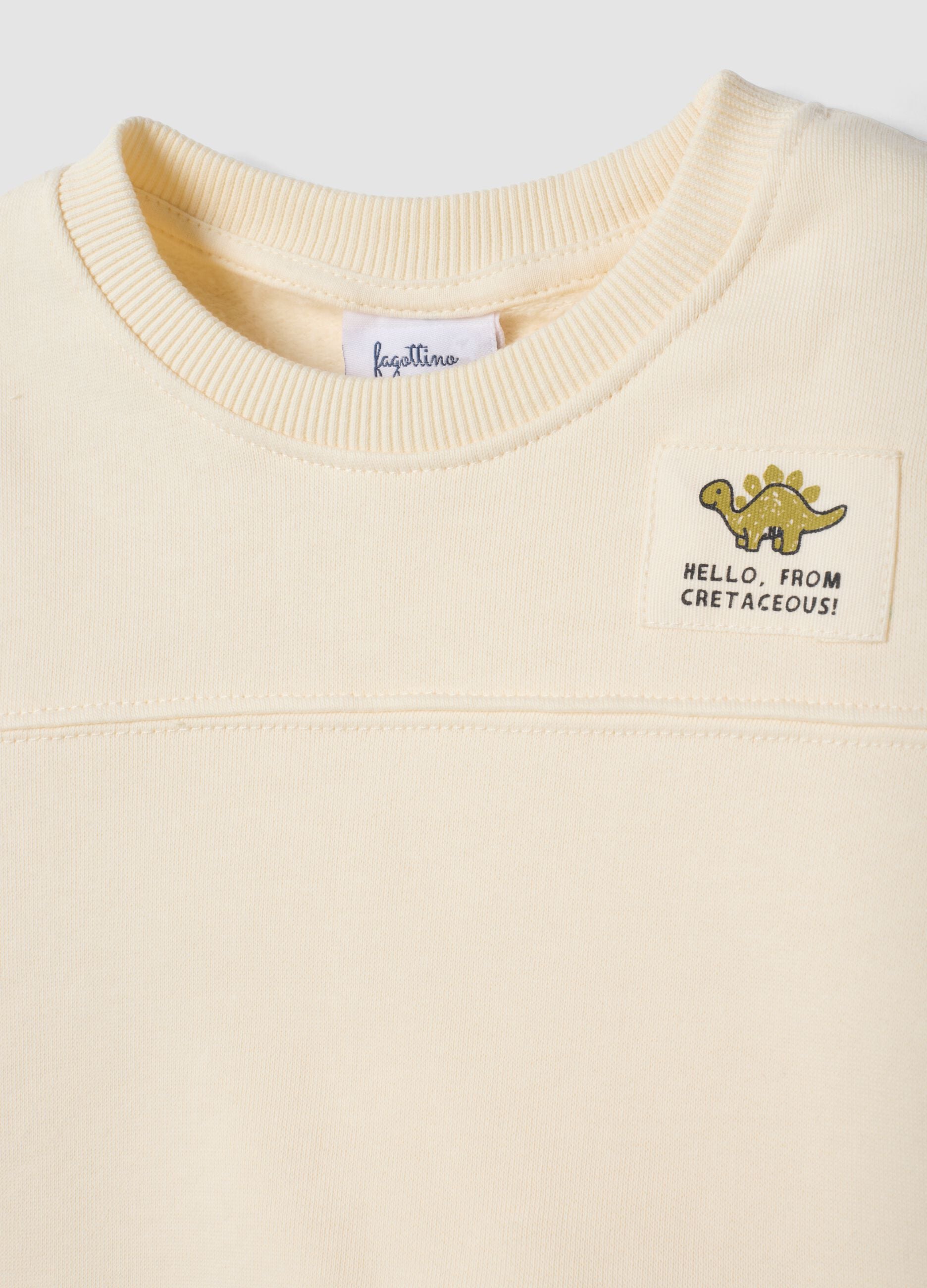 Felpa beige girocollo in puro cotone organico