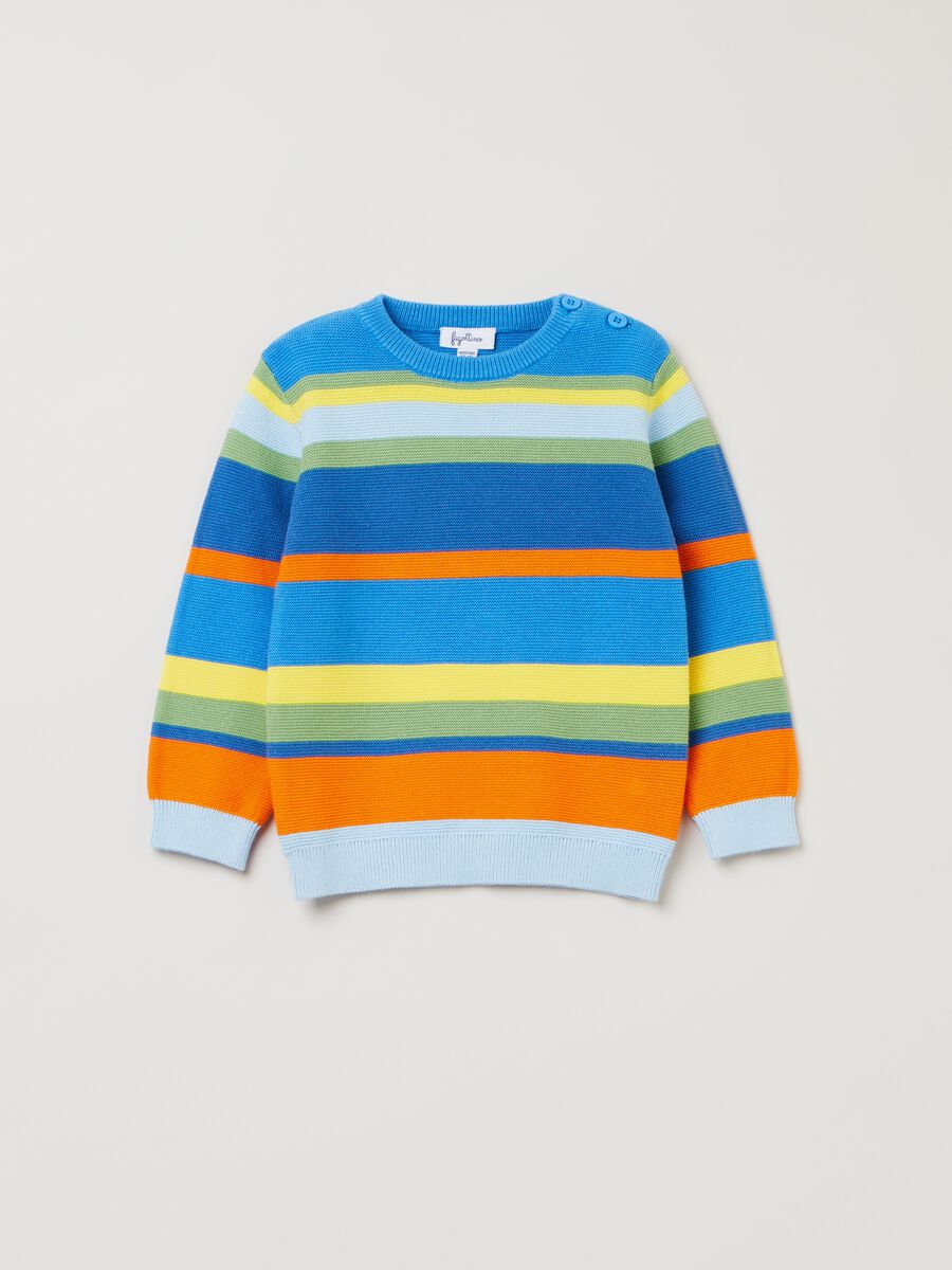 Striped patterned cotton pullover_0