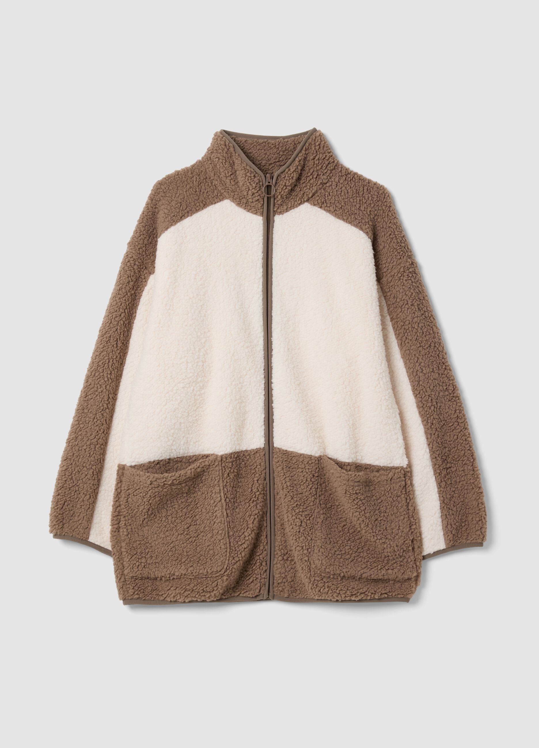 Soft white zip-up robe with high neck