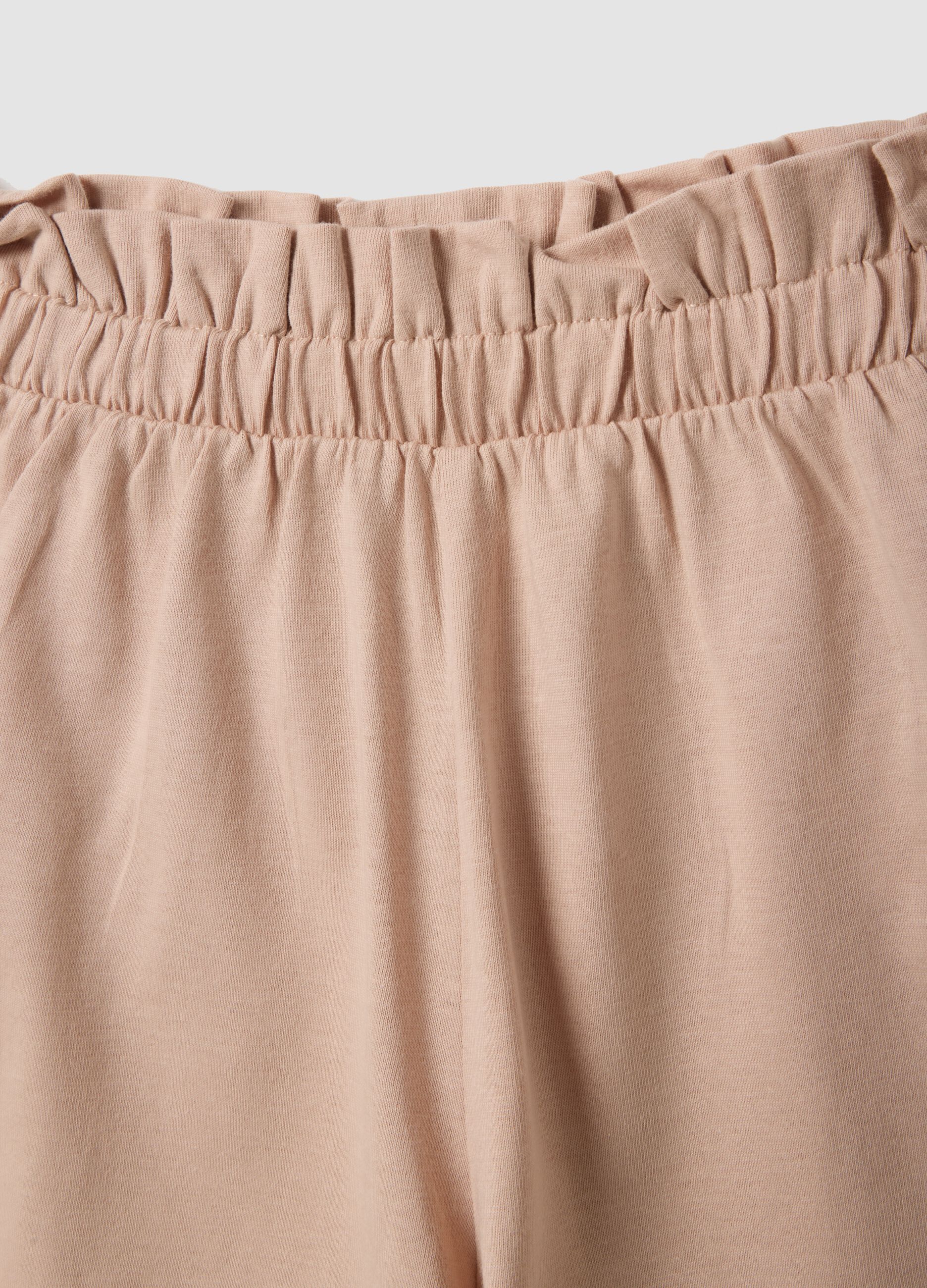 White and pink pure cotton set with T-shirt and shorts