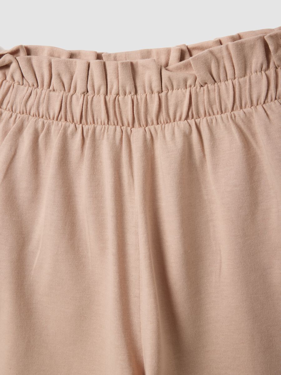 Set t-shirt shorts bianco e rosa in puro cotone da bambina con sirena_3