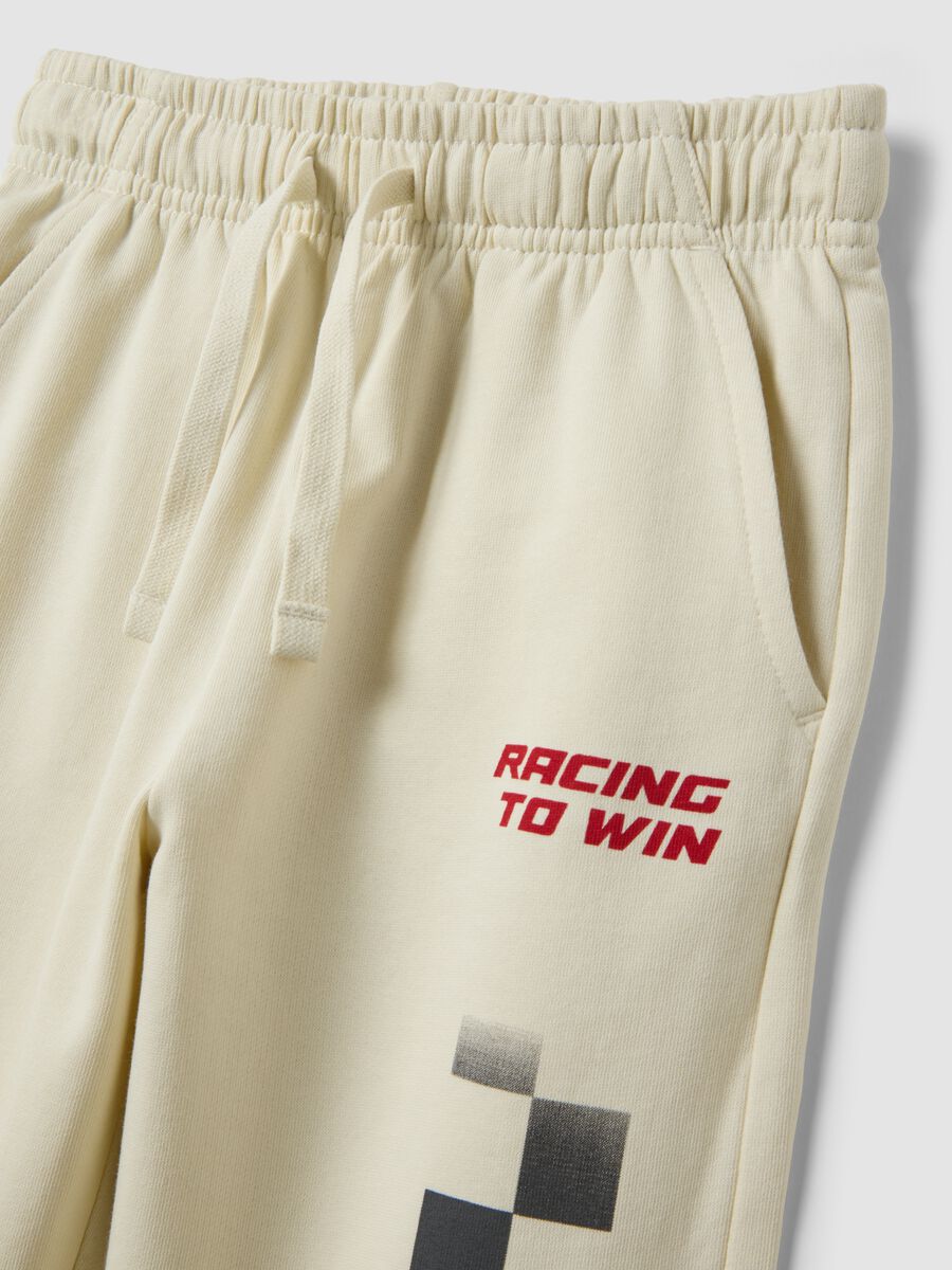Pantaloni jogger bianchi in puro cotone con stampa comfort fit_3