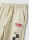 White pure cotton joggers with check print, comfort fit_3
