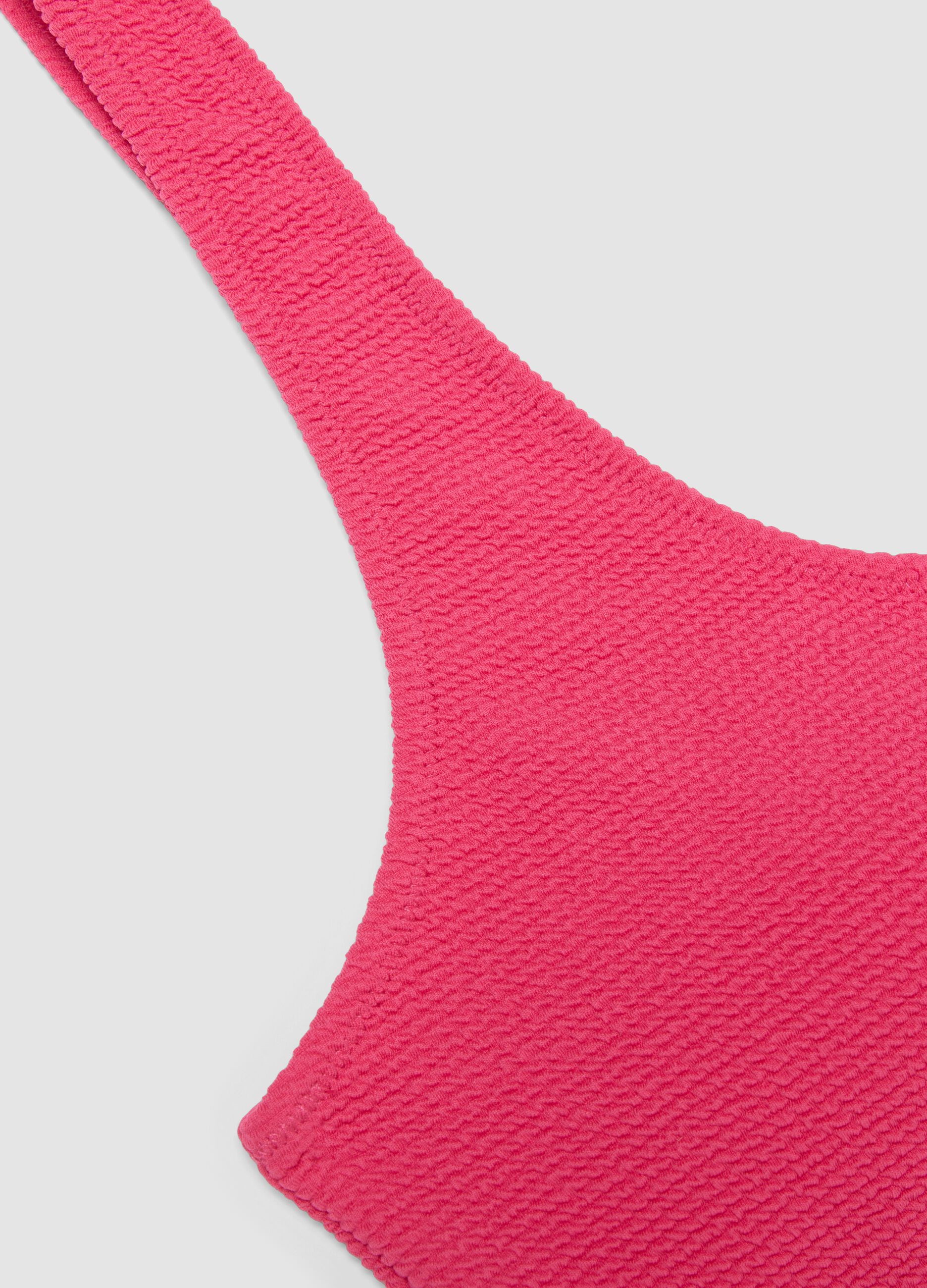 Pink stretch-fabric bikini top