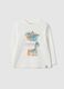 White pure cotton T-shirt for kids regular fit with dinosaurs_0