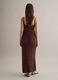 Brown pure cotton long dress slim fit with net texture_2