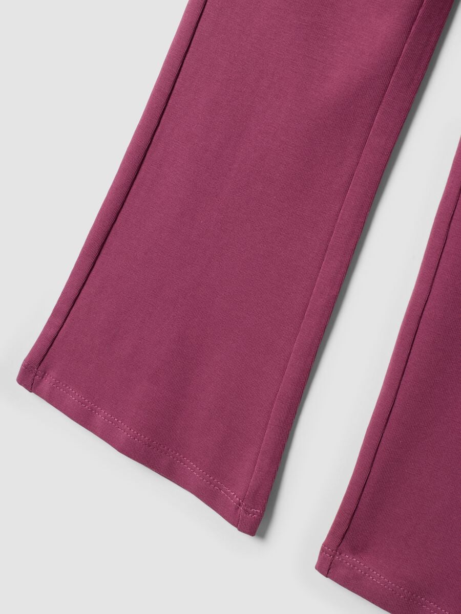 Leggings flare rosa in cotone elasticizzato_3