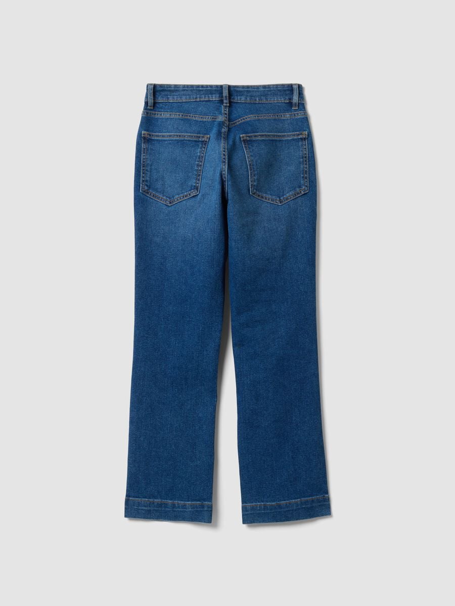 Blue cropped slim-fit denim jeans in stretch cotton and viscose_6