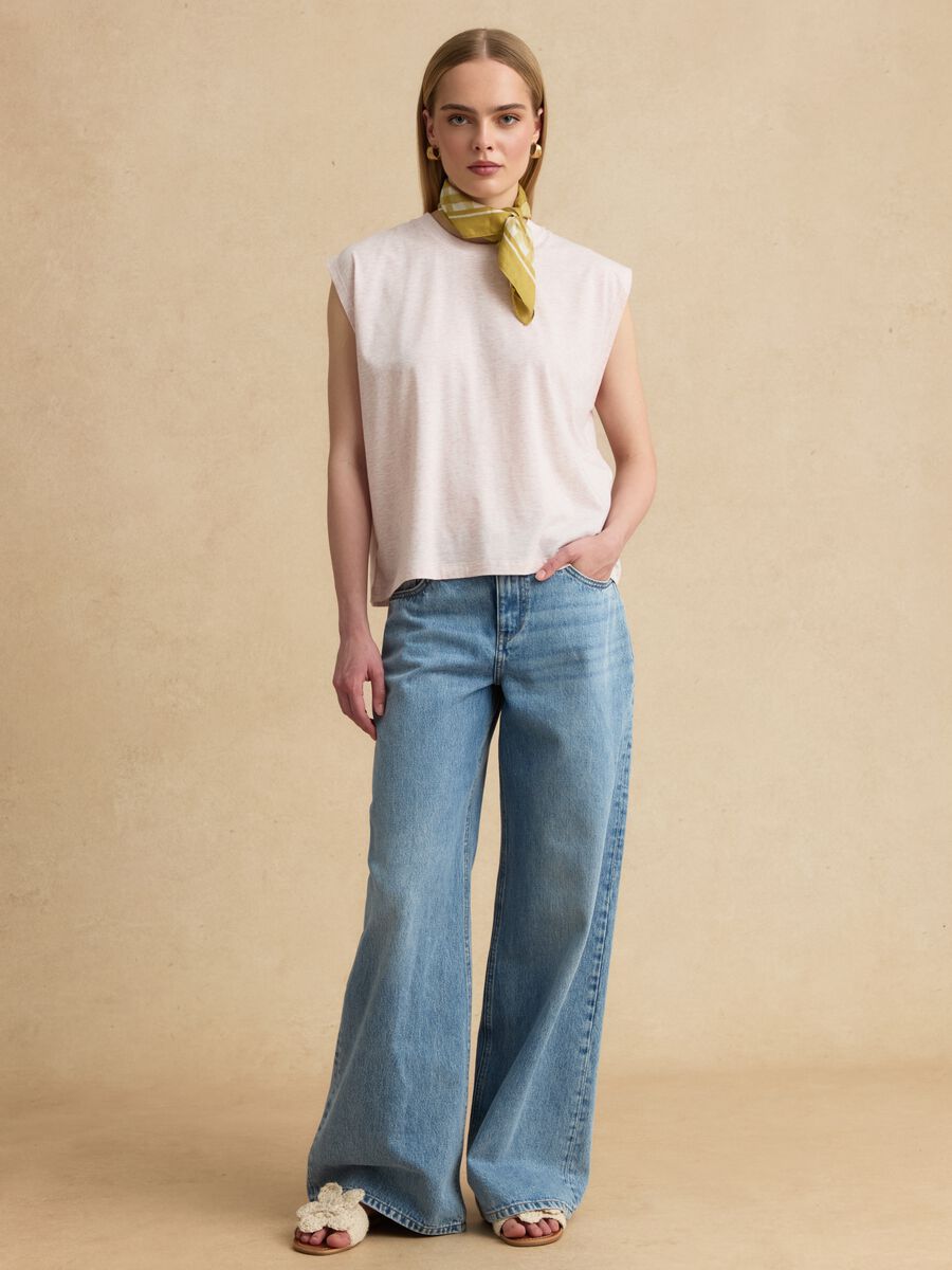 Pink short-sleeve T-shirt in lyocell and cotton blend_2