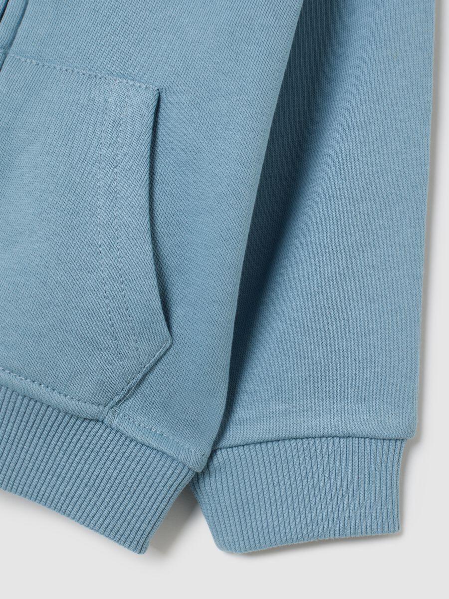 Blue children's sweatshirt in pure cotton, regular fit with hood and zip_3